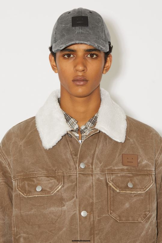 Acne Studios Lisätarvikkeet hiilen harmaa 0VF2B585 nahkainen kasvokorkki