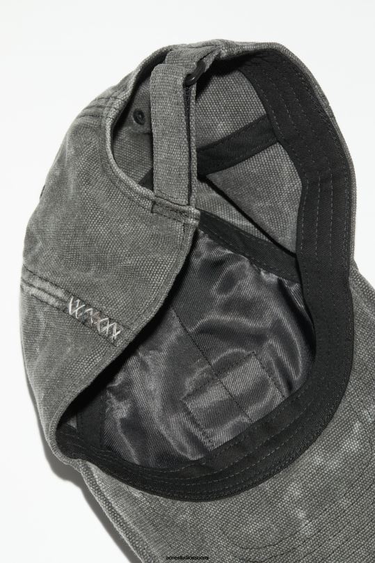 Acne Studios Lisätarvikkeet hiilen harmaa 0VF2B585 nahkainen kasvokorkki