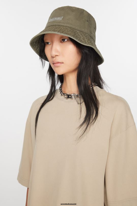Acne Studios Lisätarvikkeet khakin vihreä 0VF2B602 twill bucket hattu