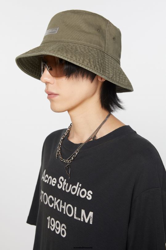 Acne Studios Lisätarvikkeet khakin vihreä 0VF2B602 twill bucket hattu