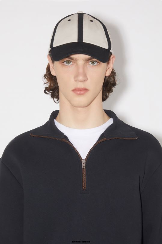 Acne Studios Lisätarvikkeet musta valkoinen 0VF2B478 puuvillainen baseball-lippis