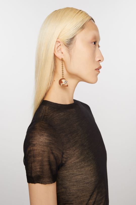 Acne Studios Lisätarvikkeet antiikki kulta/ruskea 0VF2B696 kallo riipus korvakoru