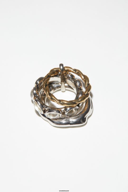 Acne Studios Lisätarvikkeet antiikkihopea/antiikkikulta 0VF2B649 trio mix ring