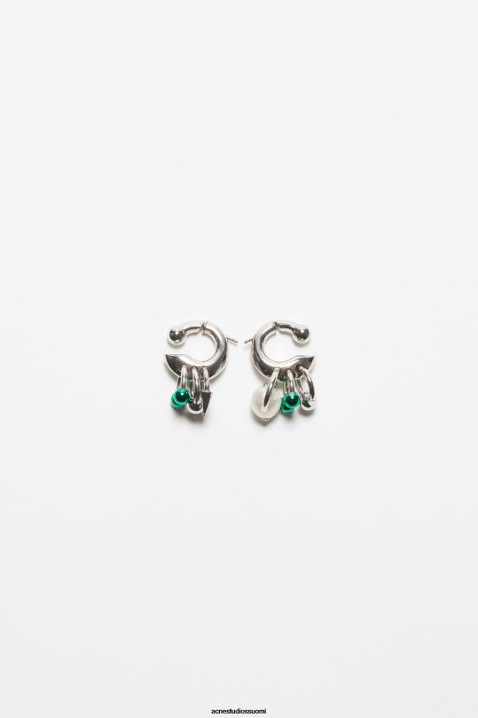 Acne Studios Lisätarvikkeet hopea/vihreä 0VF2B677 monikäyttöiset korvakorut