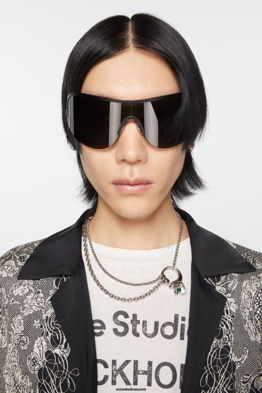 Acne Studios Lisätarvikkeet hopea/vihreä 0VF2B678 moniketjuinen kaulakoru