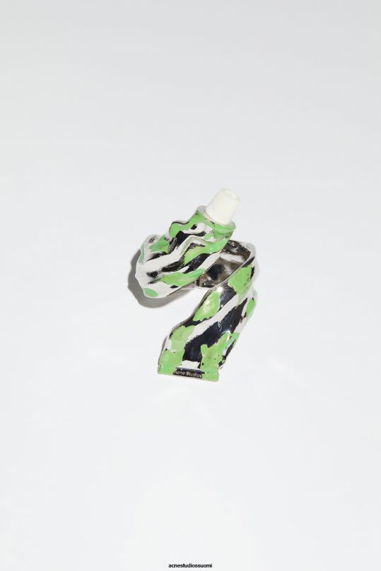 Acne Studios Lisätarvikkeet hopea/vihreä 0VF2B691 maaliputki rannerengas kiitotien show