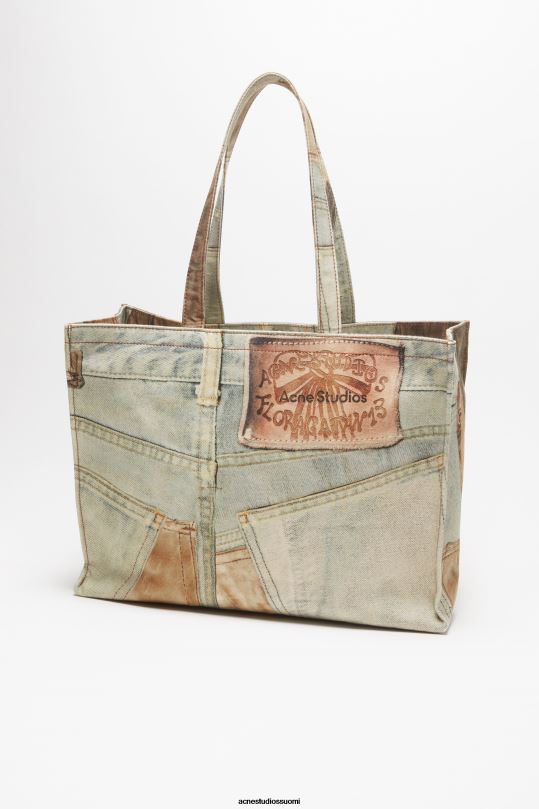 Acne Studios Lisätarvikkeet denim sininen 0VF2B555 logolla varustettu olkalaukku