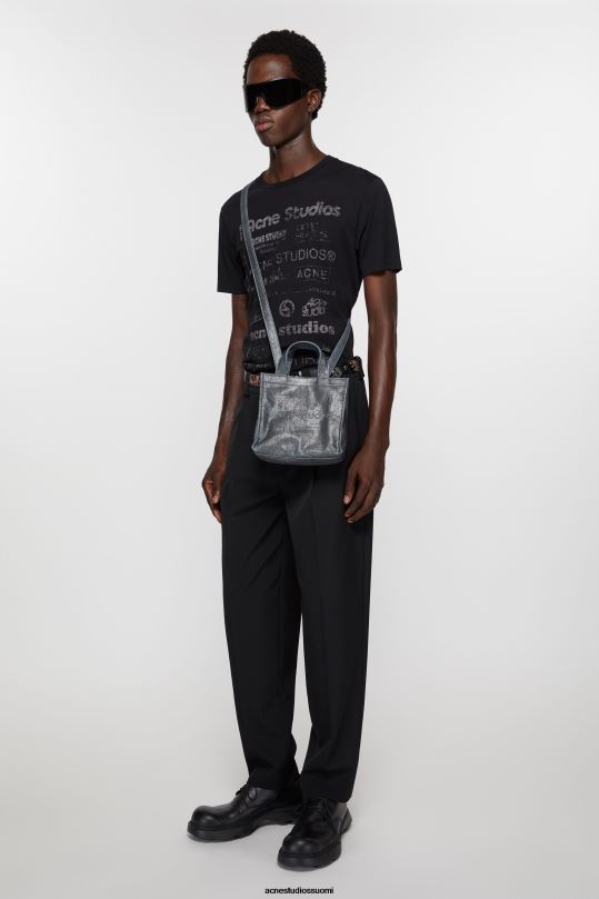 Acne Studios Lisätarvikkeet hopea/sininen 0VF2B673 logolla varustettu mini olkalaukku