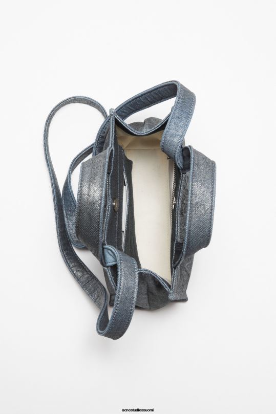 Acne Studios Lisätarvikkeet hopea/sininen 0VF2B673 logolla varustettu mini olkalaukku