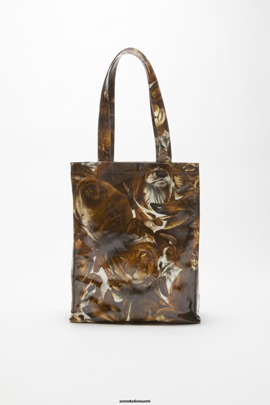 Acne Studios Lisätarvikkeet konjakinruskea multi 0VF2B622 logolla varustettu olkalaukku