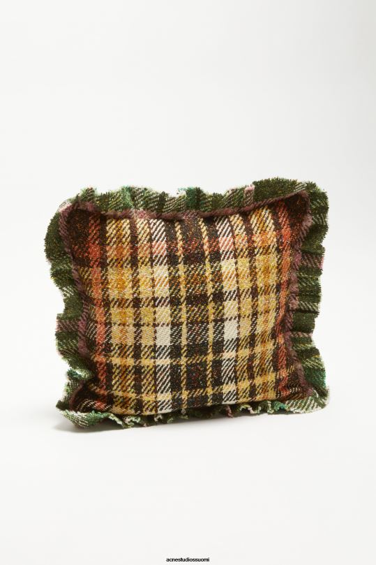 Acne Studios Lisätarvikkeet ruskea/vihreä 0VF2B633 ruudullinen tyyny