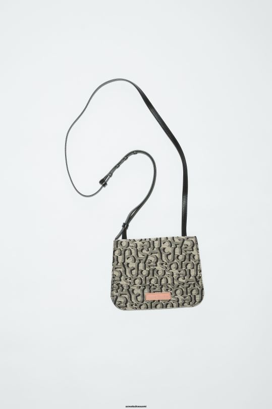 Acne Studios Lisätarvikkeet beige/musta 0VF2B793 platt crossbody laukku