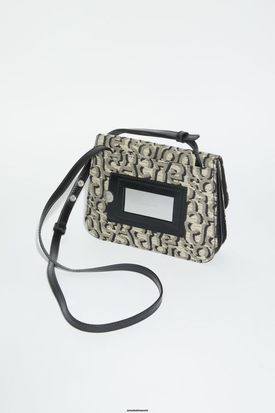 Acne Studios Lisätarvikkeet beige/musta 0VF2B793 platt crossbody laukku