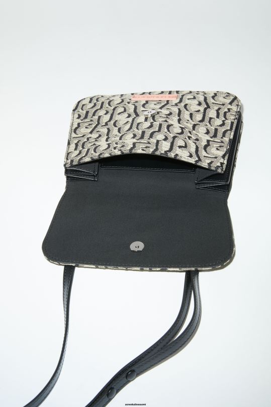 Acne Studios Lisätarvikkeet beige/musta 0VF2B793 platt crossbody laukku