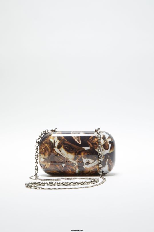 Acne Studios Lisätarvikkeet konjakinruskea multi 0VF2B620 print clutch laukku