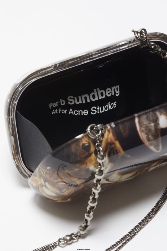 Acne Studios Lisätarvikkeet konjakinruskea multi 0VF2B620 print clutch laukku