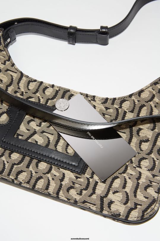 Acne Studios Lisätarvikkeet beige/musta 0VF2B794 platt mini olkalaukku