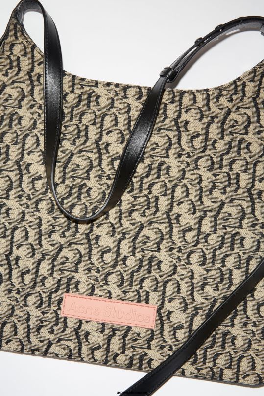 Acne Studios Lisätarvikkeet beige/musta 0VF2B796 platt olkalaukku