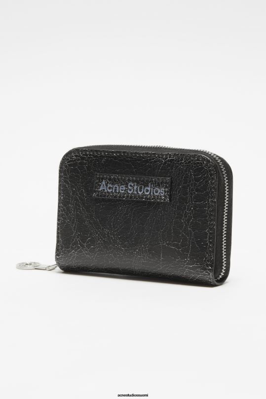 Acne Studios Lisätarvikkeet musta 0VF2B466 nahkainen vetoketjullinen lompakko