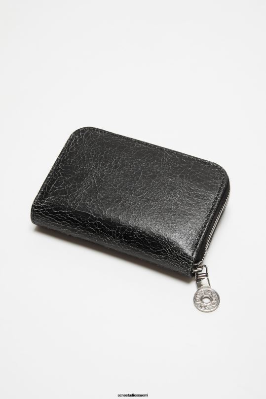 Acne Studios Lisätarvikkeet musta 0VF2B466 nahkainen vetoketjullinen lompakko