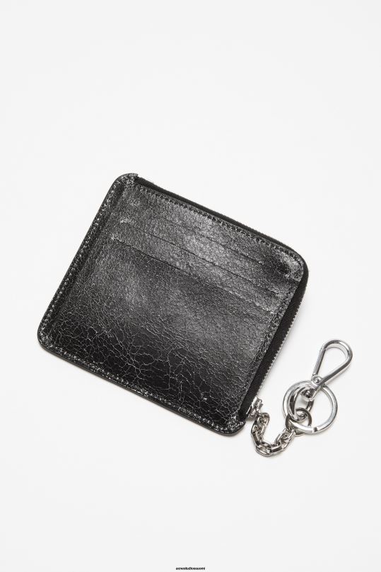 Acne Studios Lisätarvikkeet musta 0VF2B468 vetoketjullinen nahkalompakko