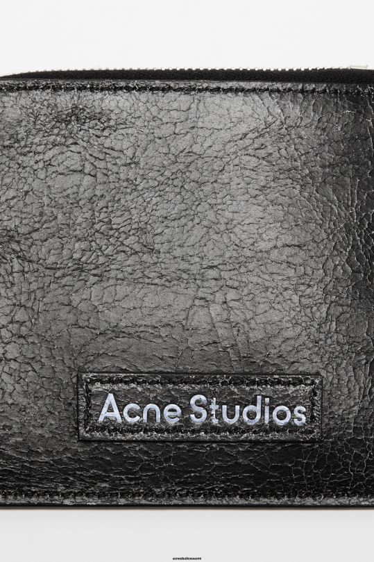 Acne Studios Lisätarvikkeet musta 0VF2B468 vetoketjullinen nahkalompakko