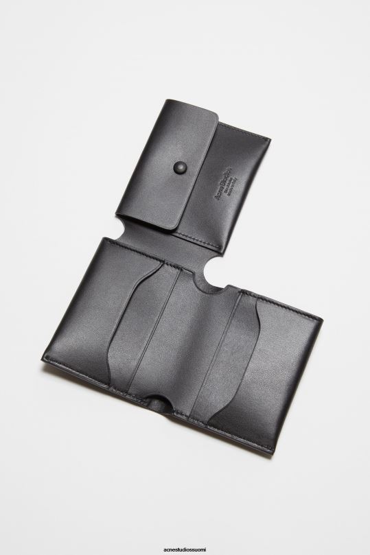 Acne Studios Lisätarvikkeet musta 0VF2B524 nahkainen kolmiosainen lompakko
