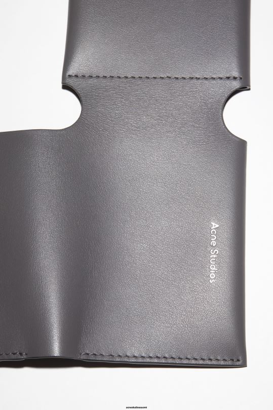Acne Studios Lisätarvikkeet tummanharmaa 0VF2B594 nahkainen kolmiosainen lompakko