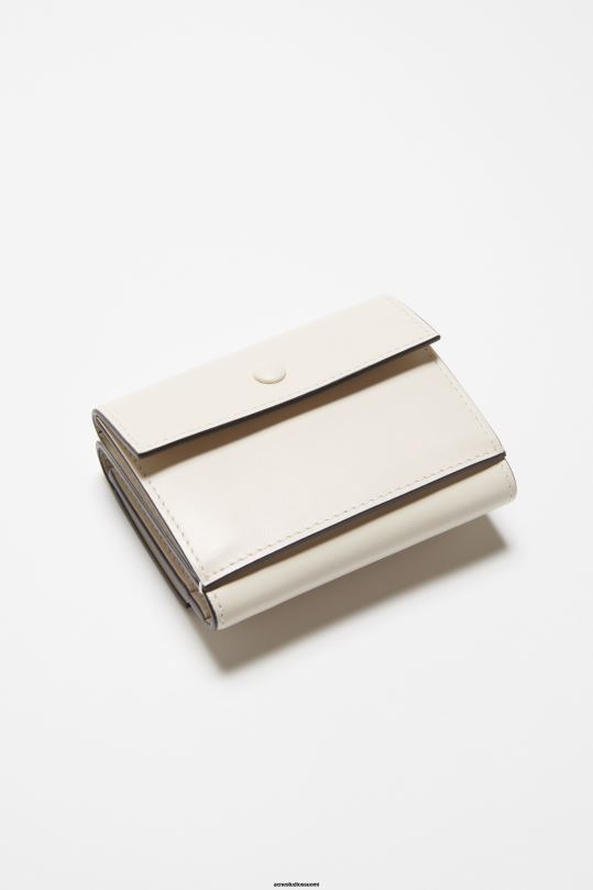 Acne Studios Lisätarvikkeet valkoinen musta 0VF2B816 kolminkertainen nahkalompakko