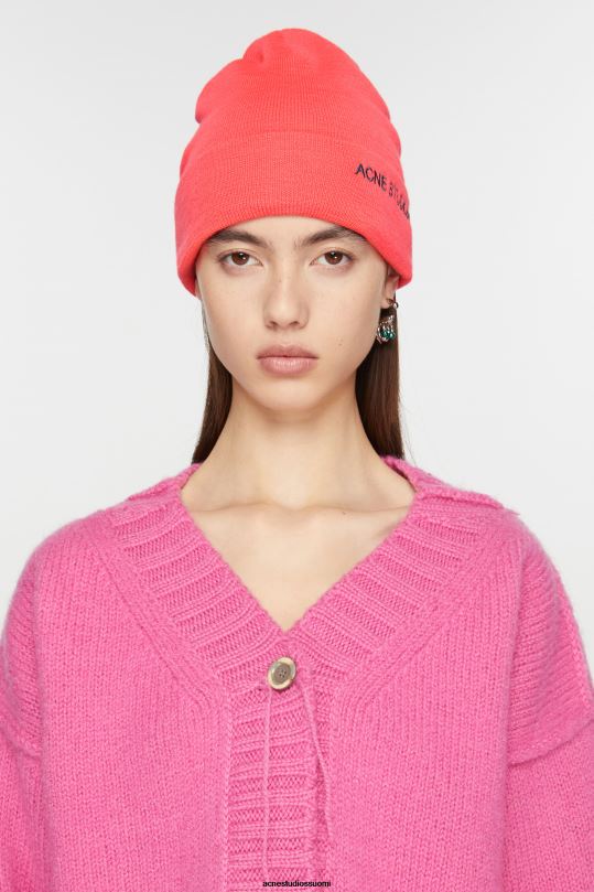 Acne Studios Lisätarvikkeet fluo pinkki 0VF2B782 brodeerattu logopipo