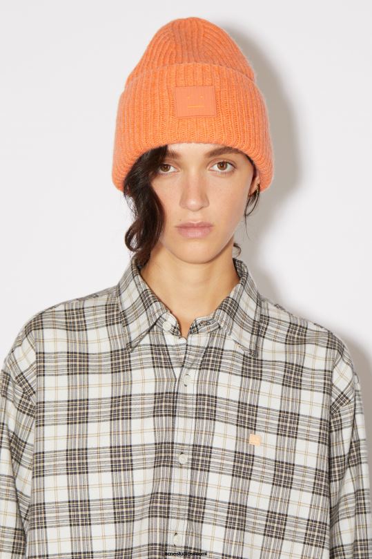 Acne Studios Lisätarvikkeet mandariini-appelsiini melange 0VF2B778 iso kasvopipo logolla