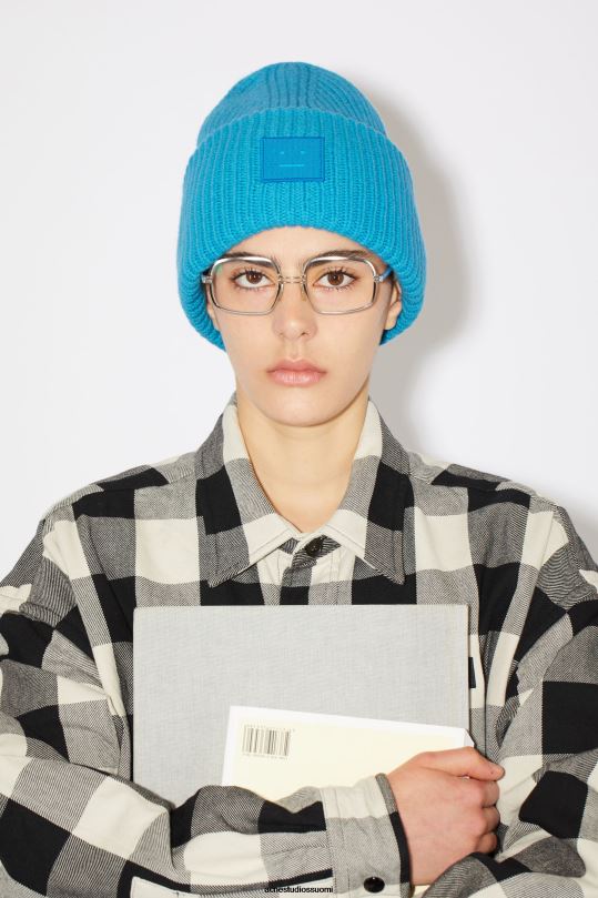 Acne Studios Lisätarvikkeet safiirin sininen 0VF2B546 iso kasvopipo logolla