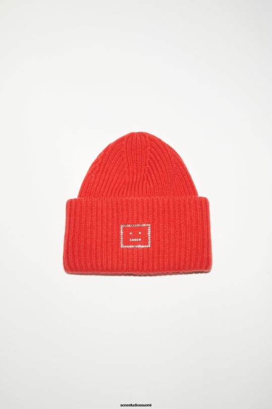 Acne Studios Lisätarvikkeet terävä punainen 0VF2B845 iso kasvopipo logolla