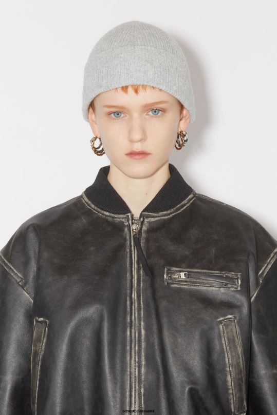 Acne Studios Lisätarvikkeet vaaleanharmaa melansi 0VF2B662 villainen kashmir pipo