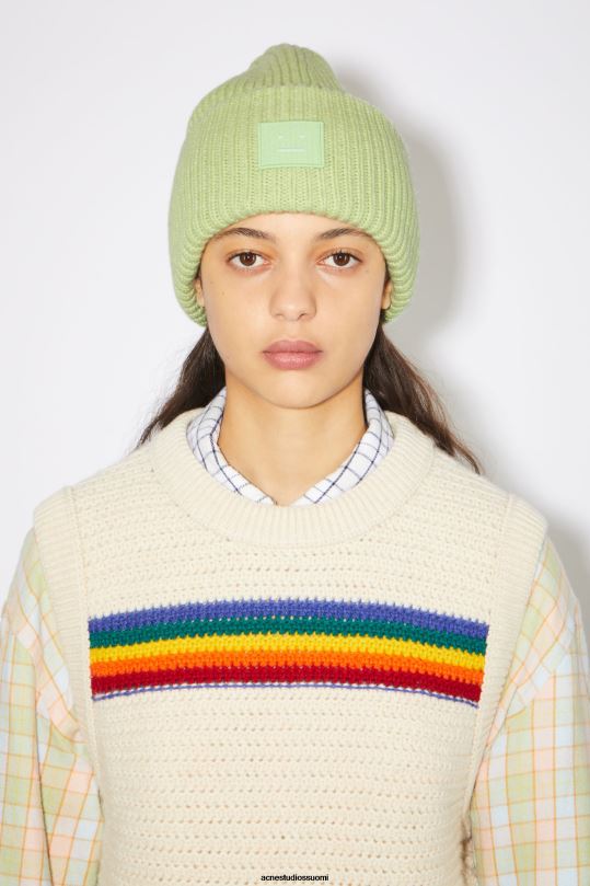 Acne Studios Lisätarvikkeet vaaleanvihreä melansi 0VF2B770 iso kasvopipo logolla