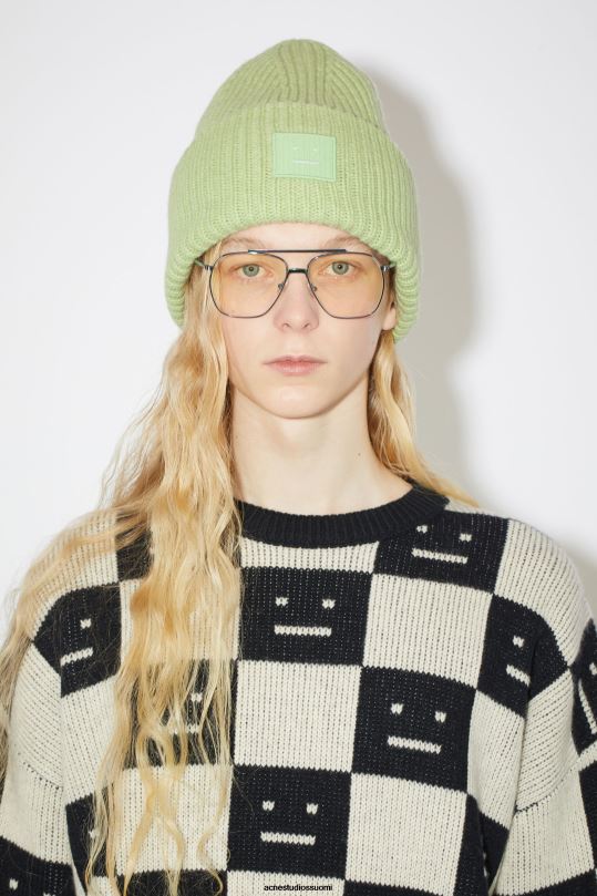 Acne Studios Lisätarvikkeet vaaleanvihreä melansi 0VF2B770 iso kasvopipo logolla