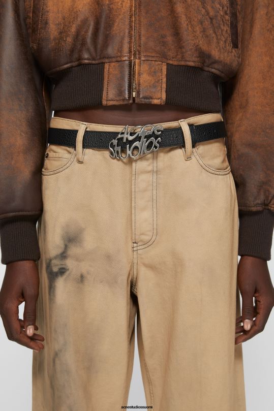 Acne Studios Lisätarvikkeet musta 0VF2B445 logo solki vyö