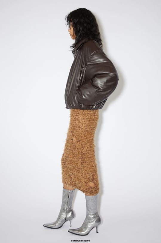 Acne Studios vaatteet kamelin ruskea 0VF2B349 villasekoite leikattu hame kiitotien show