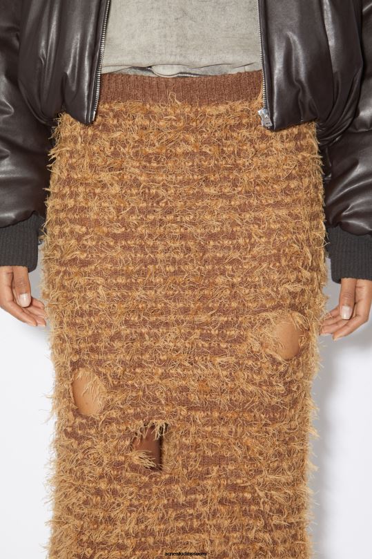 Acne Studios vaatteet kamelin ruskea 0VF2B349 villasekoite leikattu hame kiitotien show