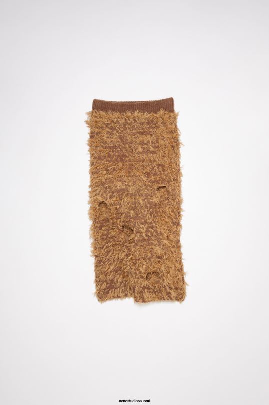 Acne Studios vaatteet kamelin ruskea 0VF2B349 villasekoite leikattu hame kiitotien show