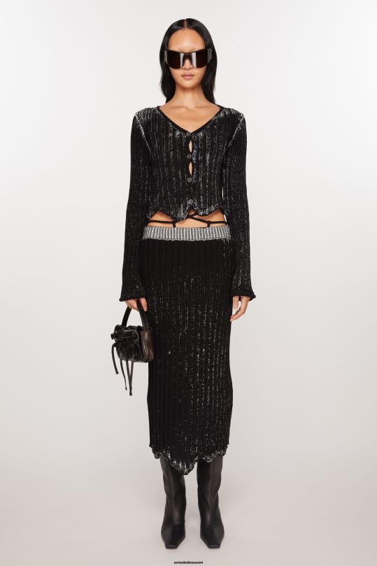 Acne Studios vaatteet musta valkoinen 0VF2B249 rib-hame
