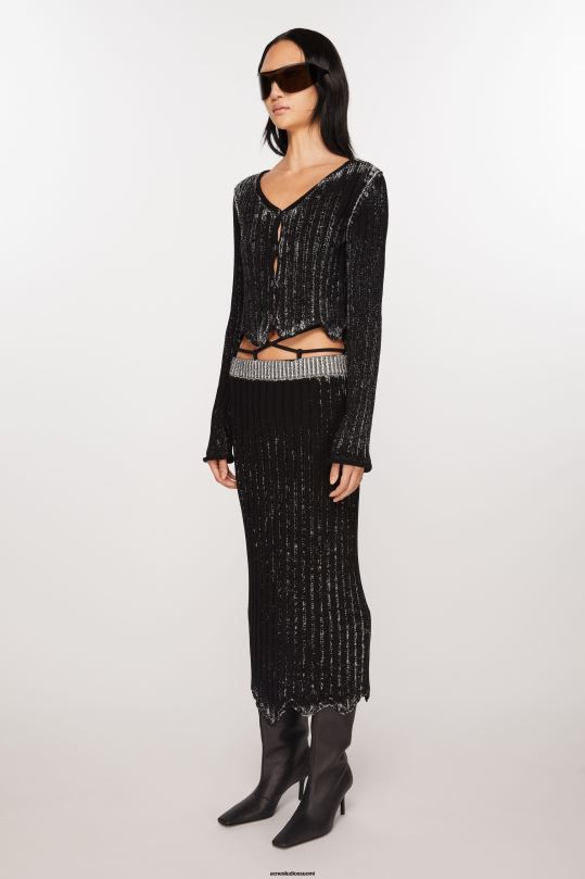 Acne Studios vaatteet musta valkoinen 0VF2B249 rib-hame