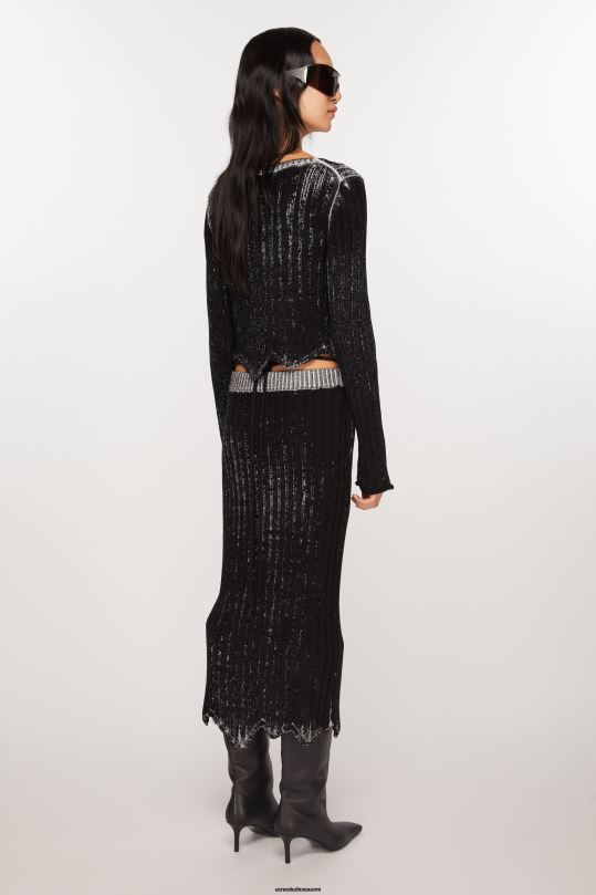 Acne Studios vaatteet musta valkoinen 0VF2B249 rib-hame