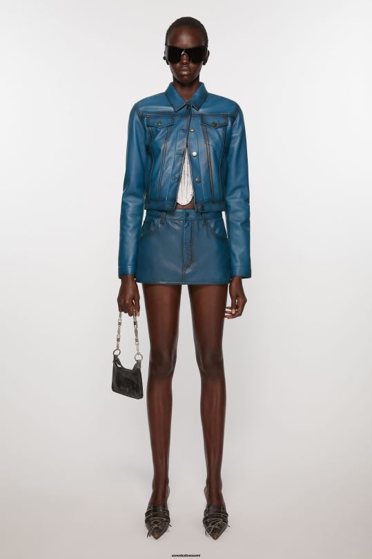 Acne Studios vaatteet sininen musta 0VF2B266 nahkainen hame