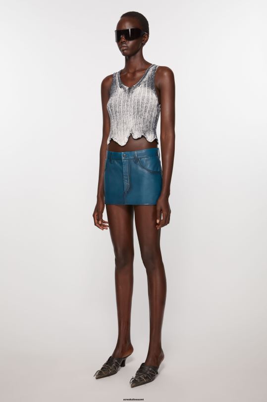 Acne Studios vaatteet sininen musta 0VF2B266 nahkainen hame