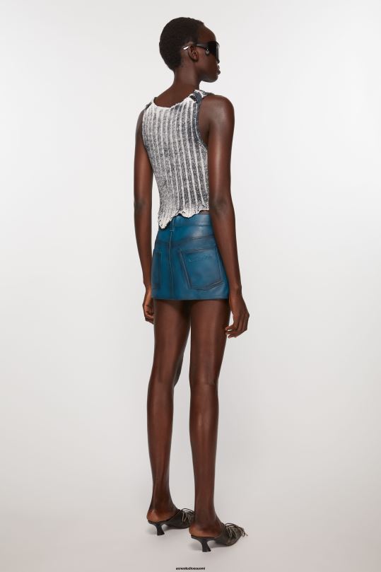 Acne Studios vaatteet sininen musta 0VF2B266 nahkainen hame