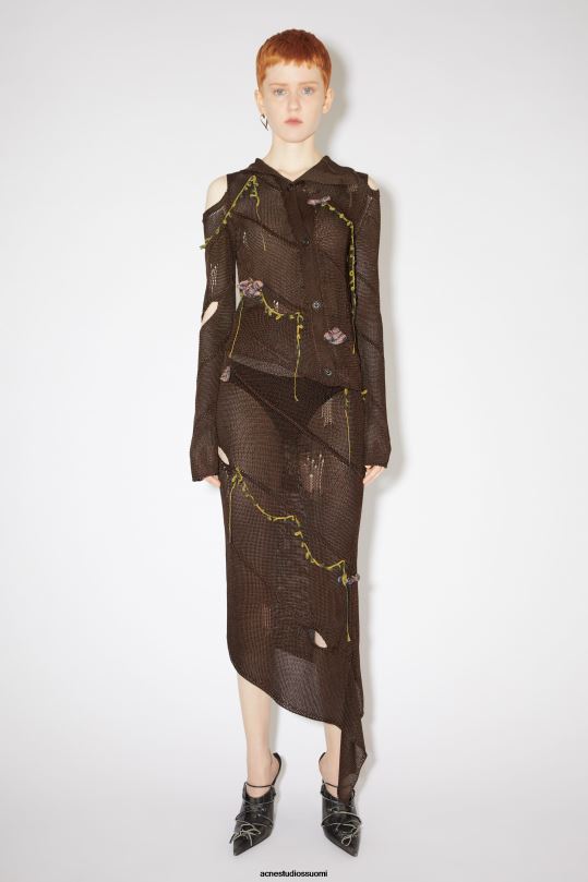 Acne Studios vaatteet suklaanruskea 0VF2B352 virkattu kukkahame kiitorataesitys