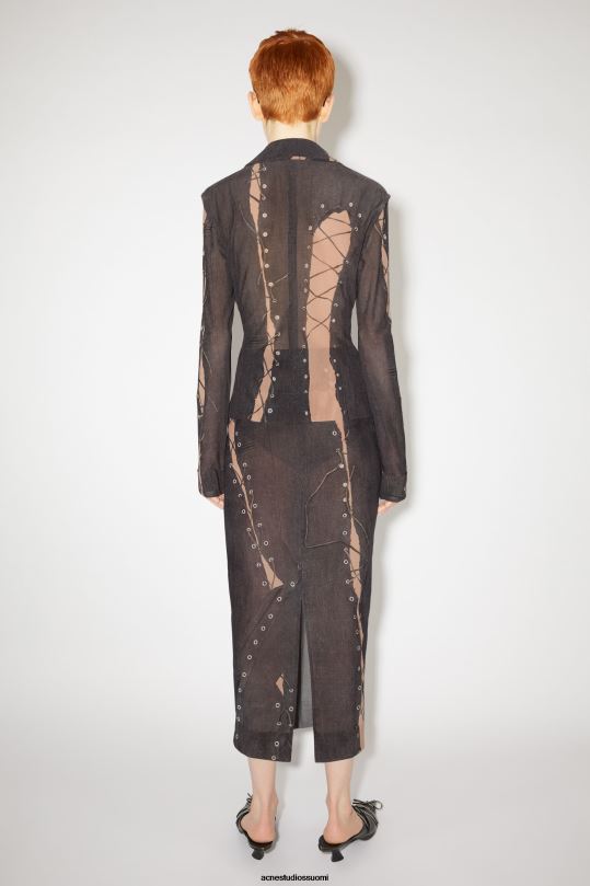 Acne Studios vaatteet tummanruskea/beige 0VF2B343 trompe l'oeil hame kiitotien show