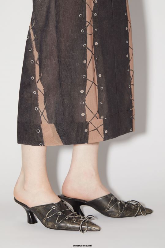 Acne Studios vaatteet tummanruskea/beige 0VF2B343 trompe l'oeil hame kiitotien show