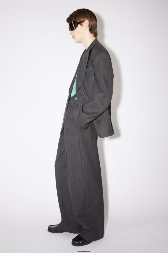 Acne Studios vaatteet harmaa/musta 0VF2B1065 räätälöidyt villasekoitetushousut